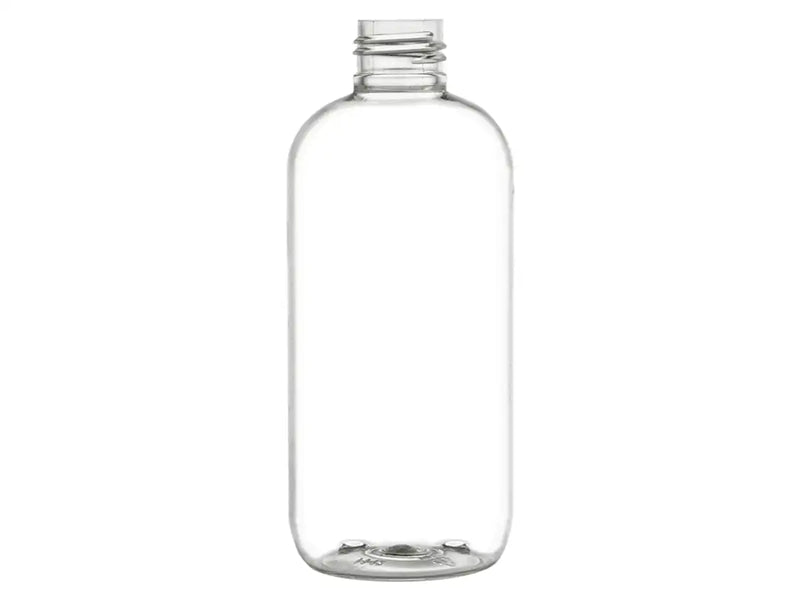 8 oz Clear 24-410 PET Boston Round Plastic Bottle