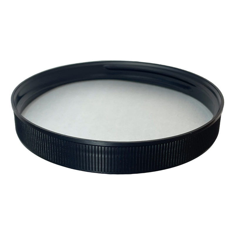 89-400 Black Ribbed Plastic Cap (Pressure Sensitive Liner)