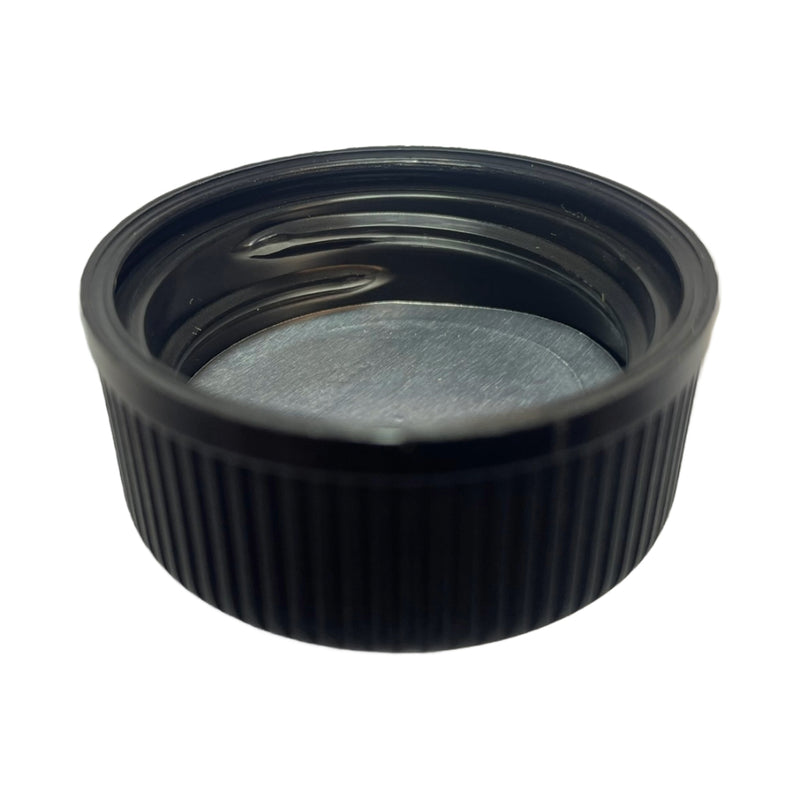 33-400 Black Ribbed Child-Resistant Plastic Cap (Universal Heat Seal Liner)