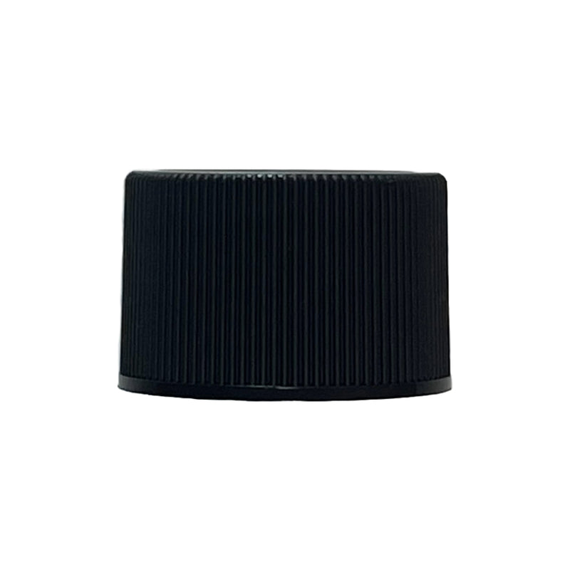 24-410 Black Ribbed Plastic Cap (Foam Liner)