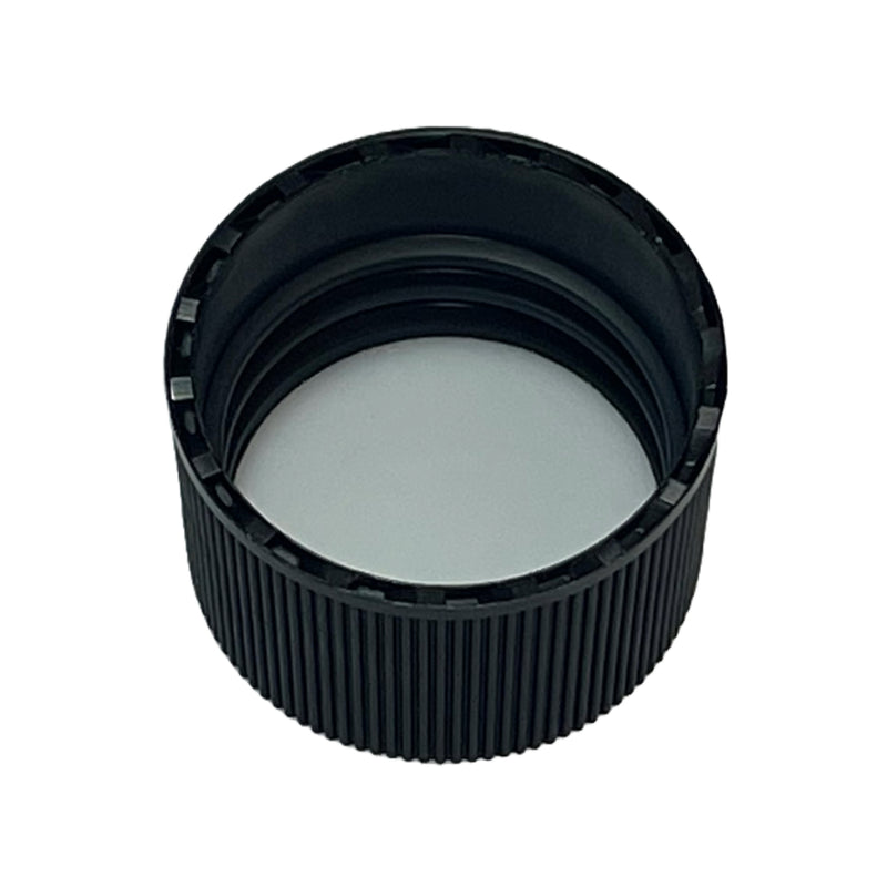 24-410 Black Ribbed Plastic Cap (Foam Liner)