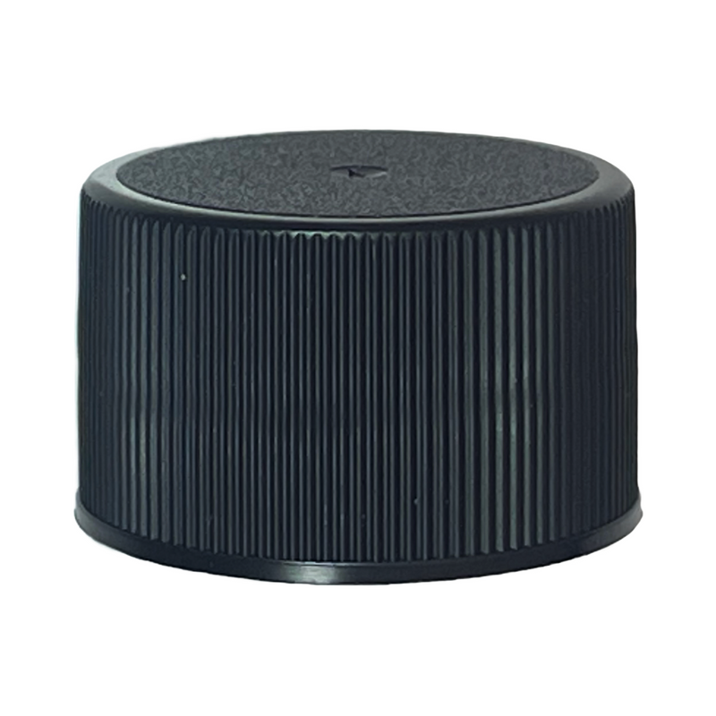 28-410 Black Fine-Ribbed Plastic Cap (Foam Liner)