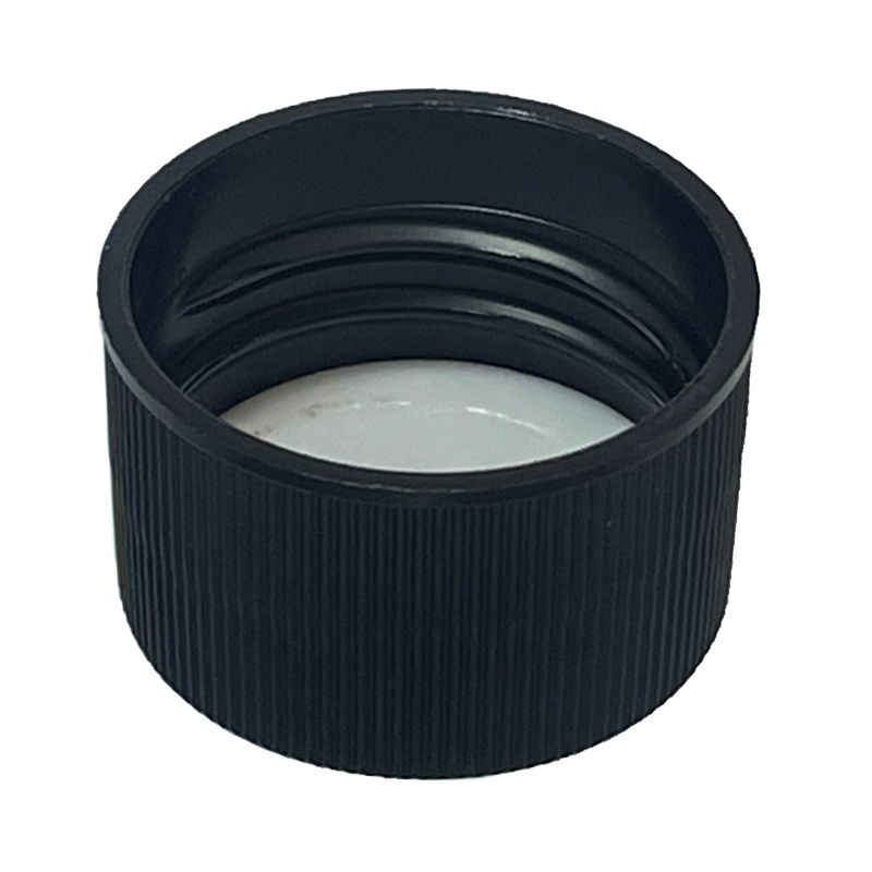 28-410 Black Fine-Ribbed Plastic Cap (Foam Liner)