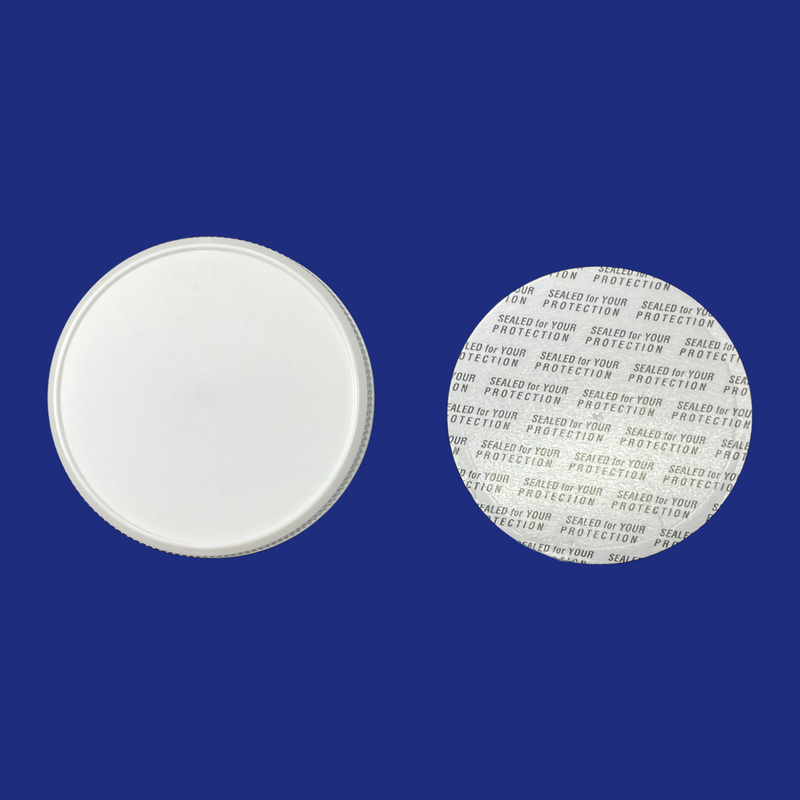 58-400 White Ribbed Plastic Cap (Pressure Sensitive Liner)