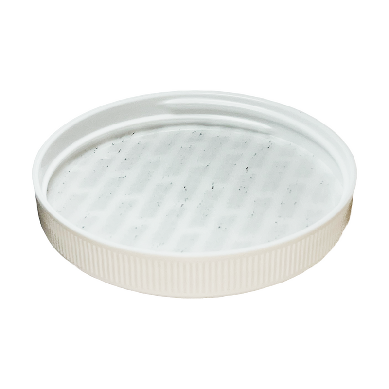 70-400 White Ribbed Plastic Cap (Pressure Sensitive Liner)