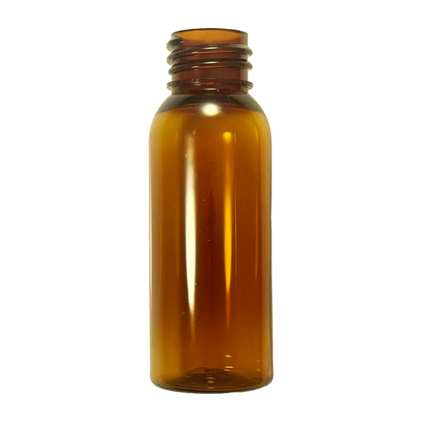 1 oz 20-410 Amber PET Cosmo Round Bottle