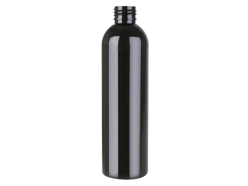8 oz Black 24-410 Cosmo Round PET Bottle