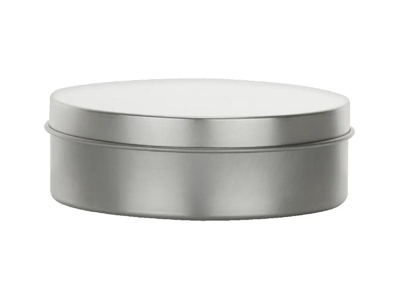 4 oz Metal Silver Seamless Press-On Round Tin