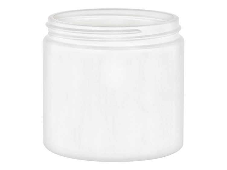 16 oz White 89-400 HDPE Single-Wall Plastic Jar