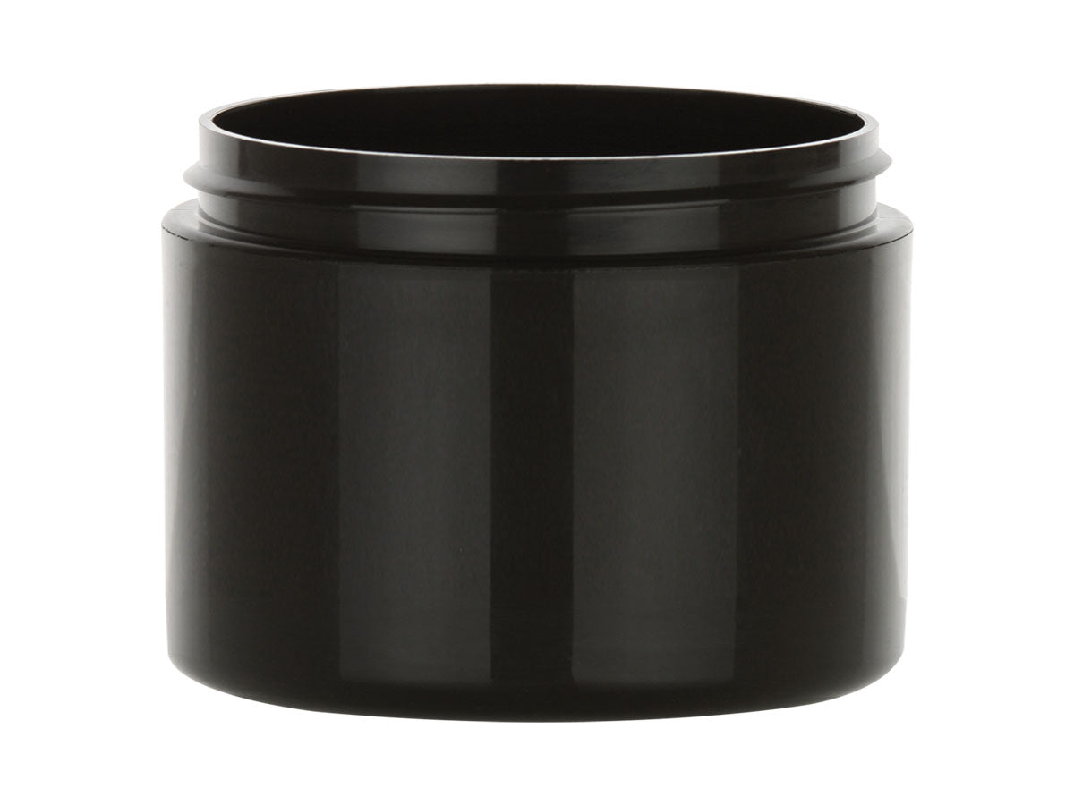 4 oz Clear PET Round Plastic Jar with Smooth Black Lid
