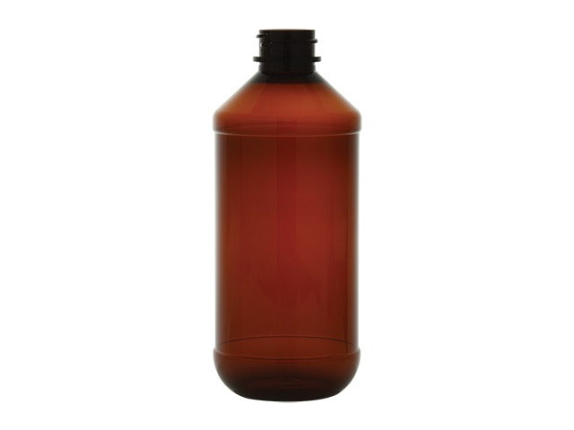 8 oz. Amber PET Plastic Modern Round Bottle, 24mm 24-400