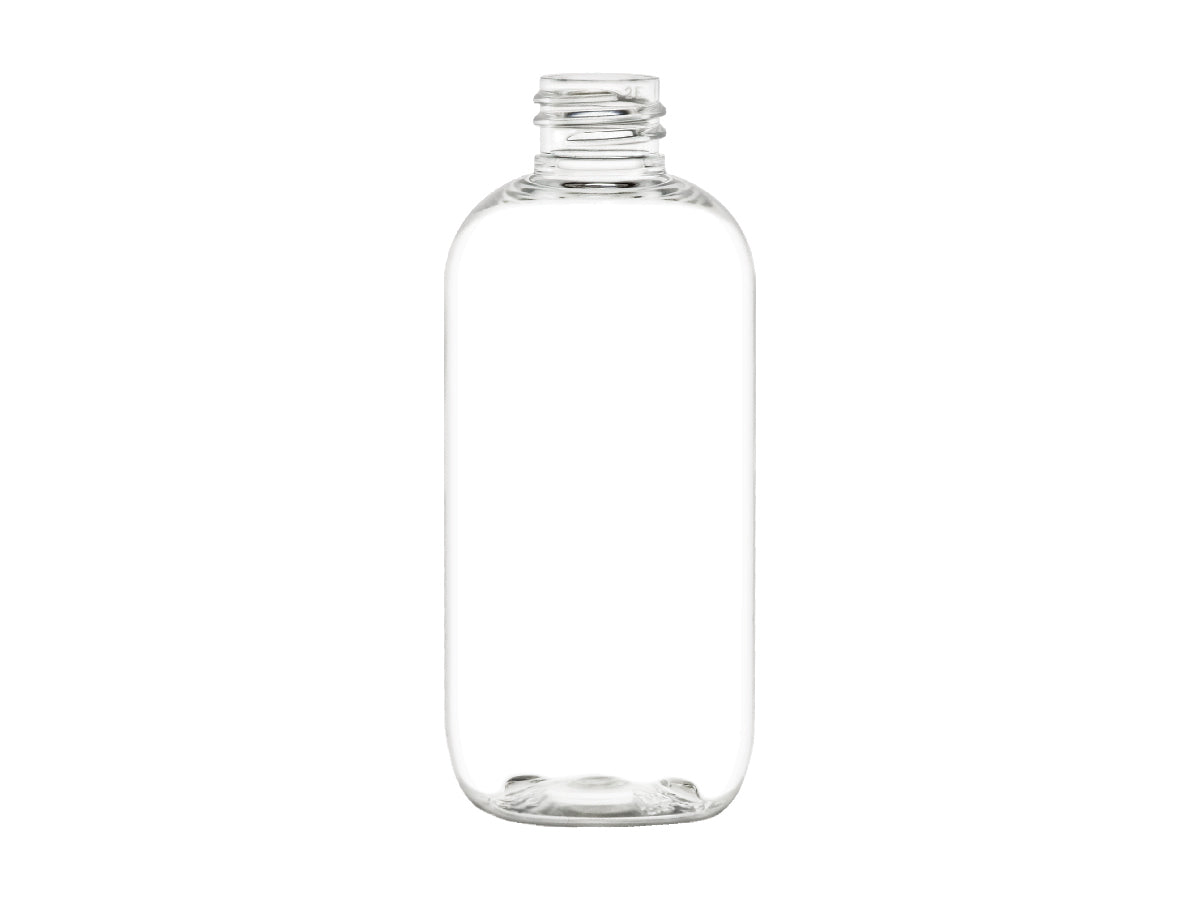 Bulk Case(100) x 8 oz 250 ml Clear Pet Cylinder Round Plastic Bottle, with Black Pump, Neck Finish24-410